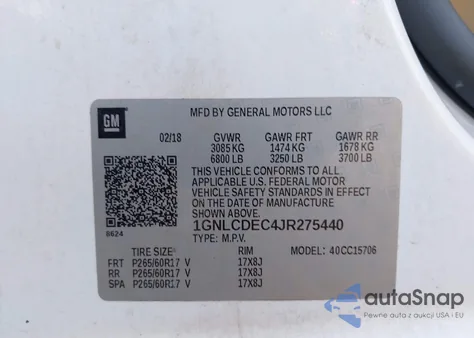 2018 Chevrolet Tahoe Commercial Fleet from USA, damaged, VIN 1GNLCDEC4JR275440